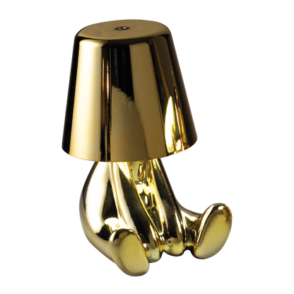 Lampada LED Mascagni Casa modello WHY in oro lucido con sensore touch e design giocoso
