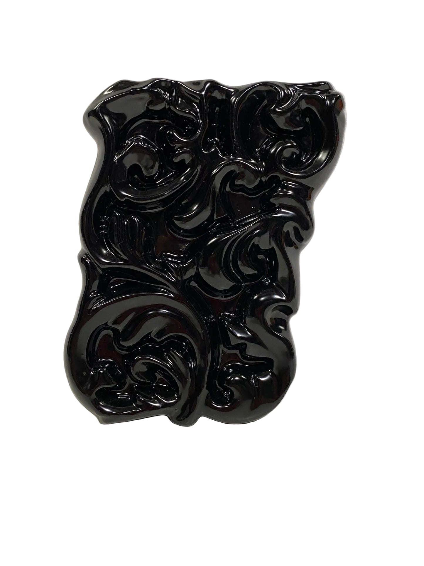 Umidificatore per termosifoni in ceramica nera lucida con decoro ghirigori in rilievo, Made in Italy - tuttochic.it