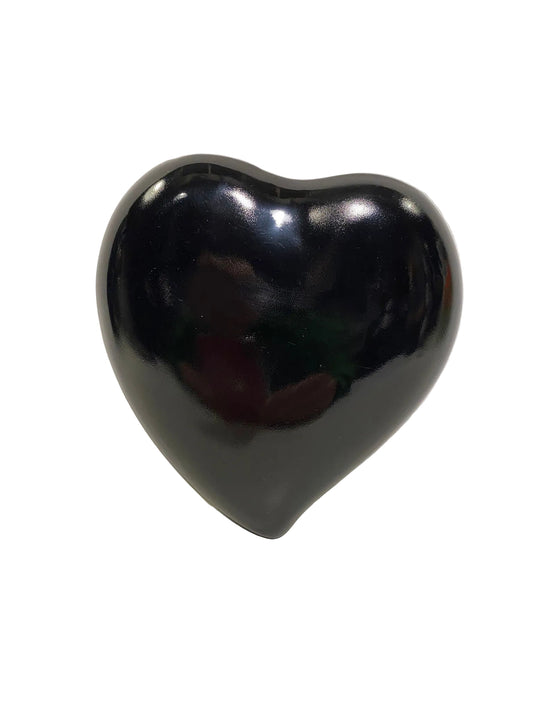 Umidificatore a forma di cuore in ceramica nera lucida per radiatore, artigianato italiano - tuttochic.it