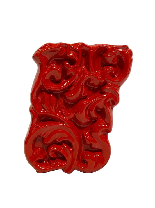 Umidificatore per termosifoni in ceramica rossa lucida con decoro ghirigori in rilievo, Made in Italy - tuttochic.it