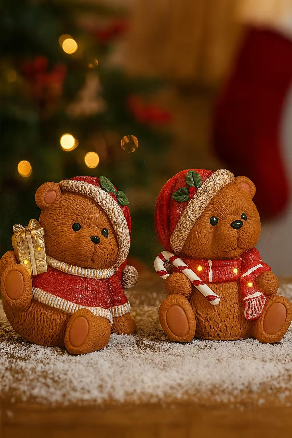 Set 2 orsetti seduti con LED Timstor