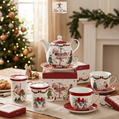 tazza mug 380 ml in porcellana natalizia con coperchio La Giostra di Amelie
