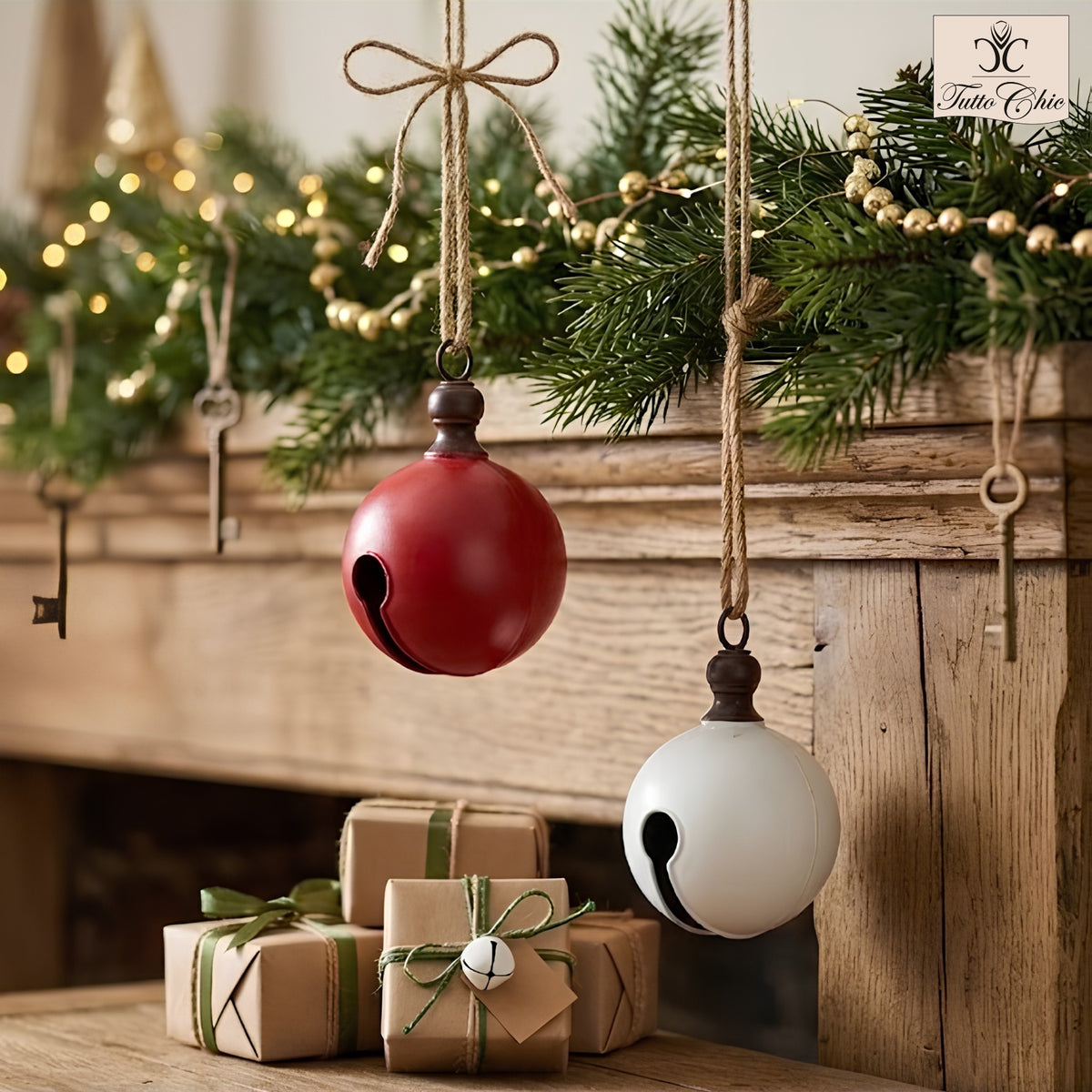 Jingle decorazione in metallo da appendere rossa e bianca – Nuvole di Stoffa
