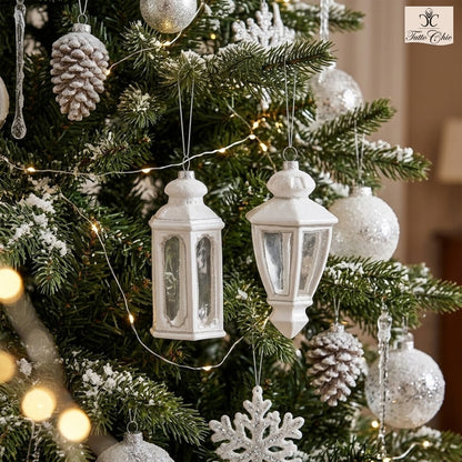Decoro natalizio a forma di lanterna in vetro di colore bianco 2 modelli assortiti cm 15. In negozio e online su tuttochic.it