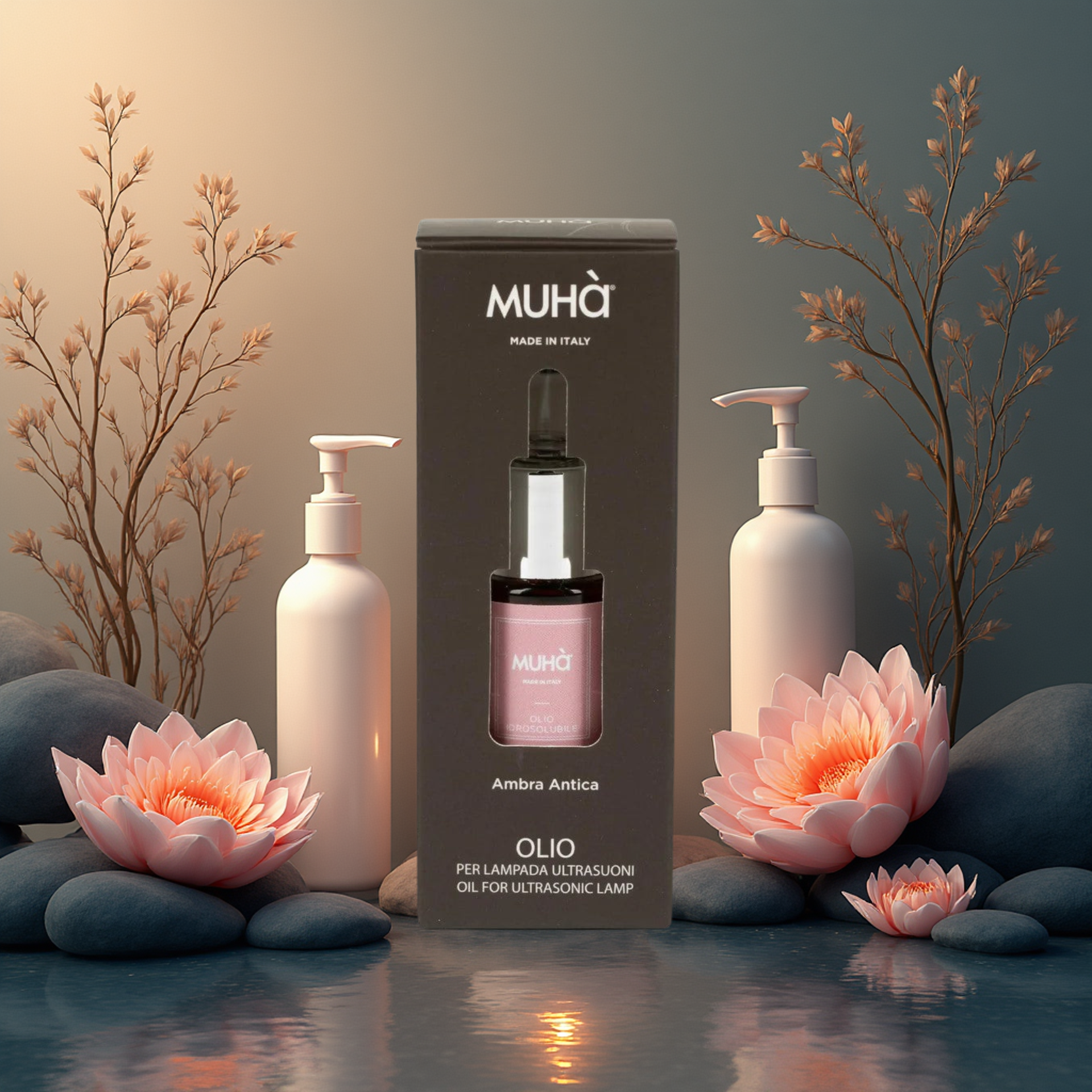 Flacone olio essenziale Ambra Antica Muhà per diffusore a ultrasuoni