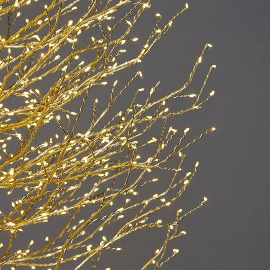 Albero di Faggio in metallo color oro con 2000 microled. Dimensioni: altezza cm 180, diametro cm 90