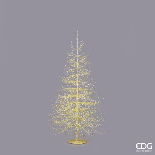 Albero Faggio Rich, alto 180 cm, è realizzato in metallo color oro con una raffinata forma conico-piramidale con 1940 luci LED