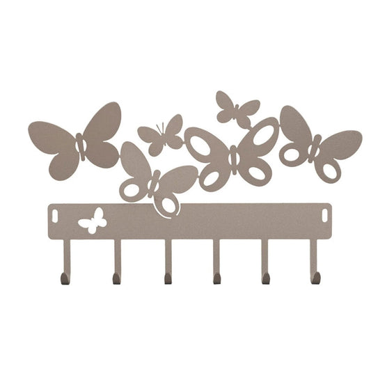 Portachiavi da parete moderno Butterfly Arti & Mestieri in metallo con sei farfalle e 6 ganci - tuttochic.it