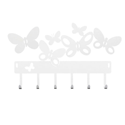 Portachiavi da parete moderno Butterfly Arti & Mestieri in metallo con sei farfalle e 6 ganci - tuttochic.it