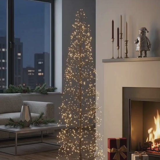 Albero luminoso di Natale a forma di Faggio Slim nero alto 120 cm con 528 micro LED accesi di EDG Enzo De Gasperi.