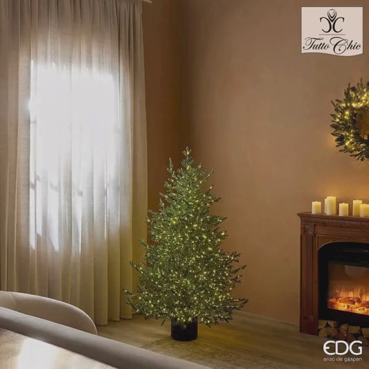 Albero di Natale Premium "Pino Lucciole" con Vaso e 1000 Rice LED – H 120 cm – EDG Enzo De Gasperi