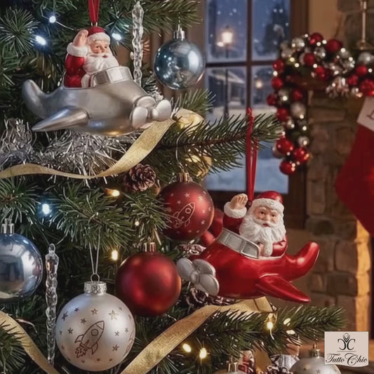 Decorazione natalizia da appendere Babbo Natale su aereo. TimStore su tuttochic.it