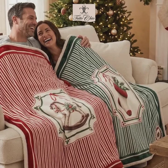 Plaid Natalizio di Alta Qualità "Magic Noel" Nuvole di Stoffa: Sofficità e Stile Country in Giftbox