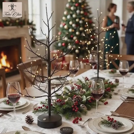 Albero di Natale a LED da tavolo modello Faggio Black alto 45 cm, versione ricaricabile e cordless disponibile in 3 varianti di colore, di EDG Enzo De Gasperi