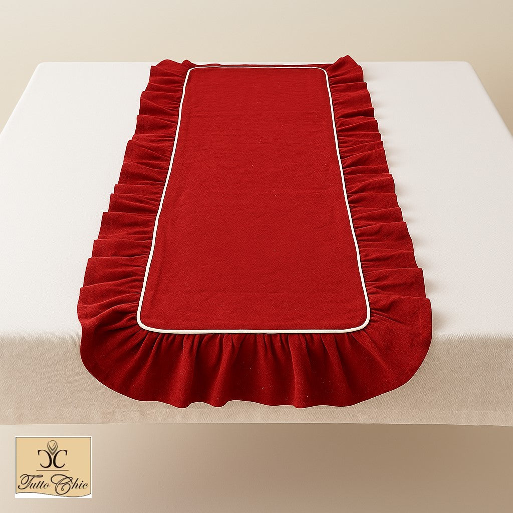 Runner natalizio rosso glitterato in cotone L'atelier 17