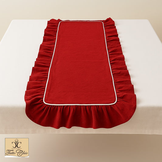 Runner natalizio rosso glitterato in cotone L'atelier 17