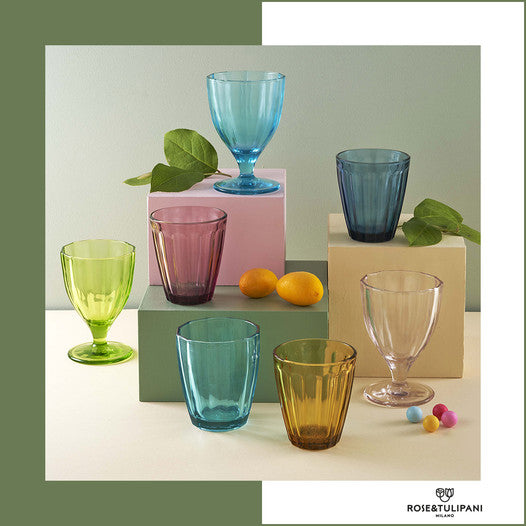Confezione 6 bicchieri in vetro ametista cc 320 - Ø 8,5 - h 10 cm. Lavabili in lavastoviglie. In negozio e online su tuttochic.it