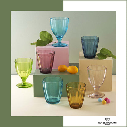 Confezione 6 bicchieri in vetro di colore acquamare cc 320 - Ø 8,5 - h 10 cm. Lavabili in lavastoviglie. In negozio e online su tuttochic.it