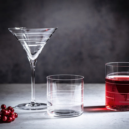 Set di 2 Bicchieri Tumbler e Cocktail, Whisky in cristallo di vetro. Dimensioni: mm ø 80 x 100 h - Capacità: 430 ml. Lavabile in lavastoviglie. In negozio e online su tuttochic.it
