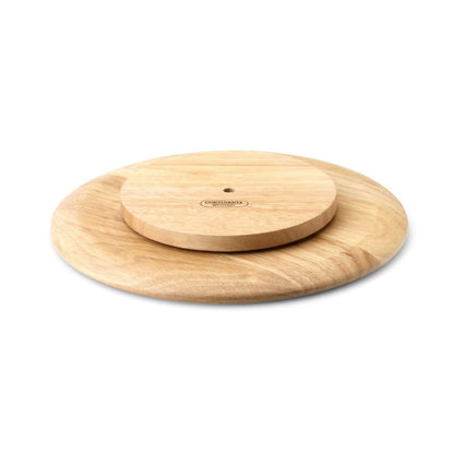 &nbsp;Pratico piatto girevole, realizzato in legno di albero di gomma, dal design elegante con cuscinetto a sfera in metallo robusto. Ideale come piatto di formaggi, piatto da torta, ecc. Dimensioni: diametro cm 40 x 3,5h. In negozio e online su tuttochic.it