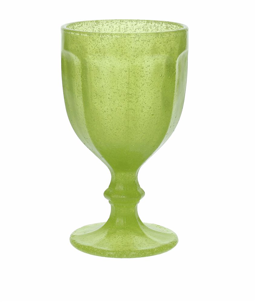 Confezione 6 calici in vetro di colore verde lime. Dimensioni: cc 360 - Ø 9 - h 16 cm. Lavabili in lavastoviglie. In negozio e online su tuttochic.it