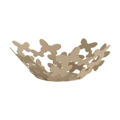 Centrotavola in metallo verniciato con decoro farfalle. Dimensione: Diam. 28 x 11H. In negozio e online su tuttochic.it
