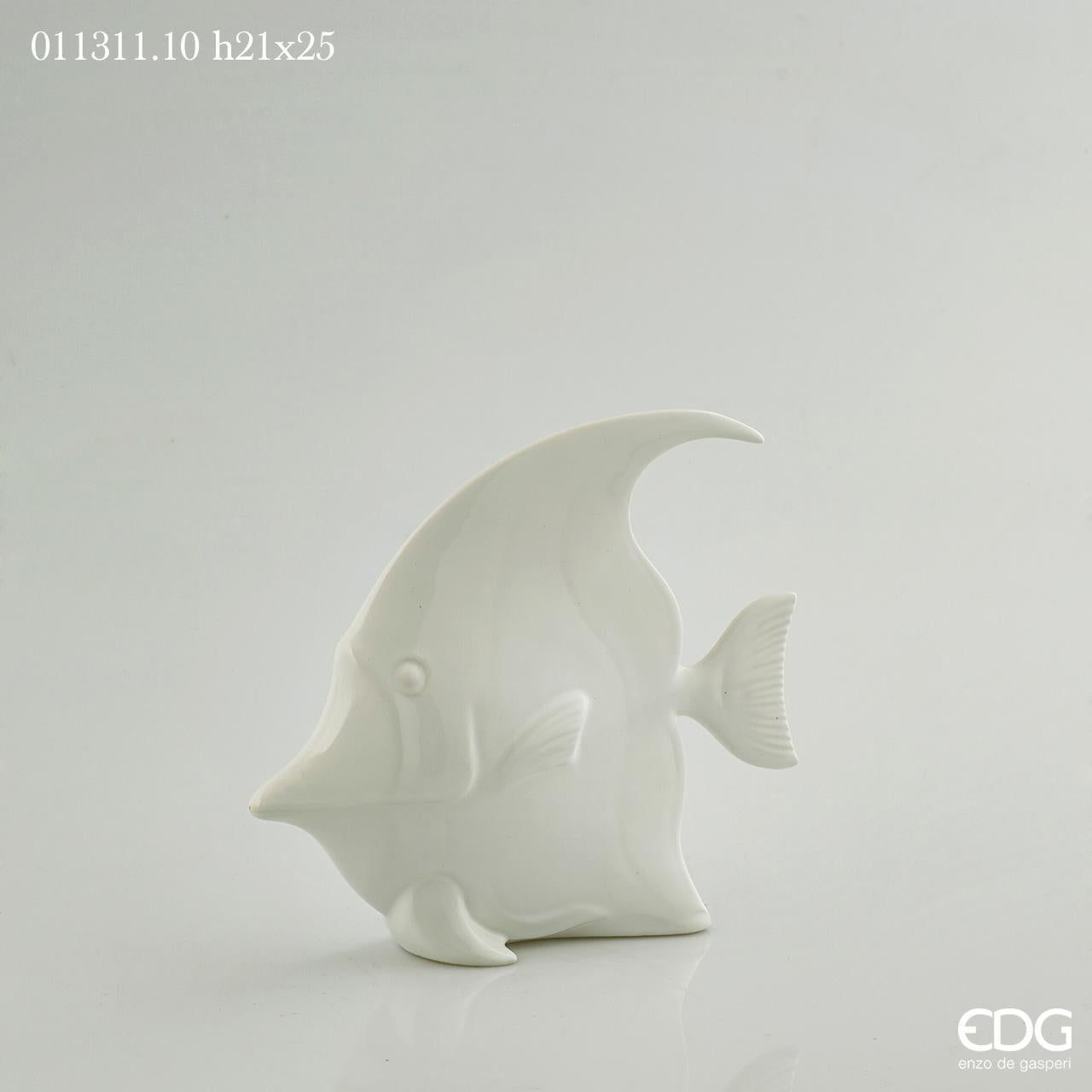 Pesce Disco in porcellana bianca. Dimensioni: cm 25 x 6,5 x 21 h Made in Italy. In negozio e online su tuttochic.it