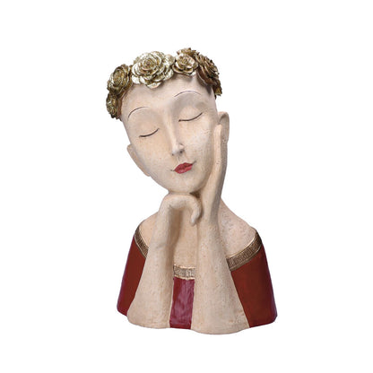Vaso portafiori busto donna Magda in resina decorata con glitter oro. Dimensioni: cm 24 X 18 X H 35. In negozio e online su tuttochic.it