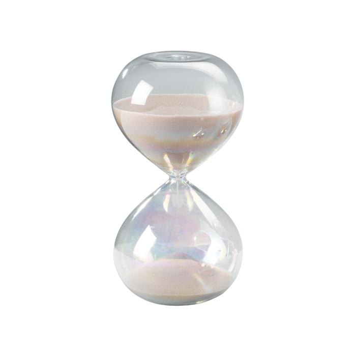 Clessidra 10 minuti con vetro perlato. Dimensioni: cm Ø 6,5 x 13 h. In negozio e online su tuttochic.it