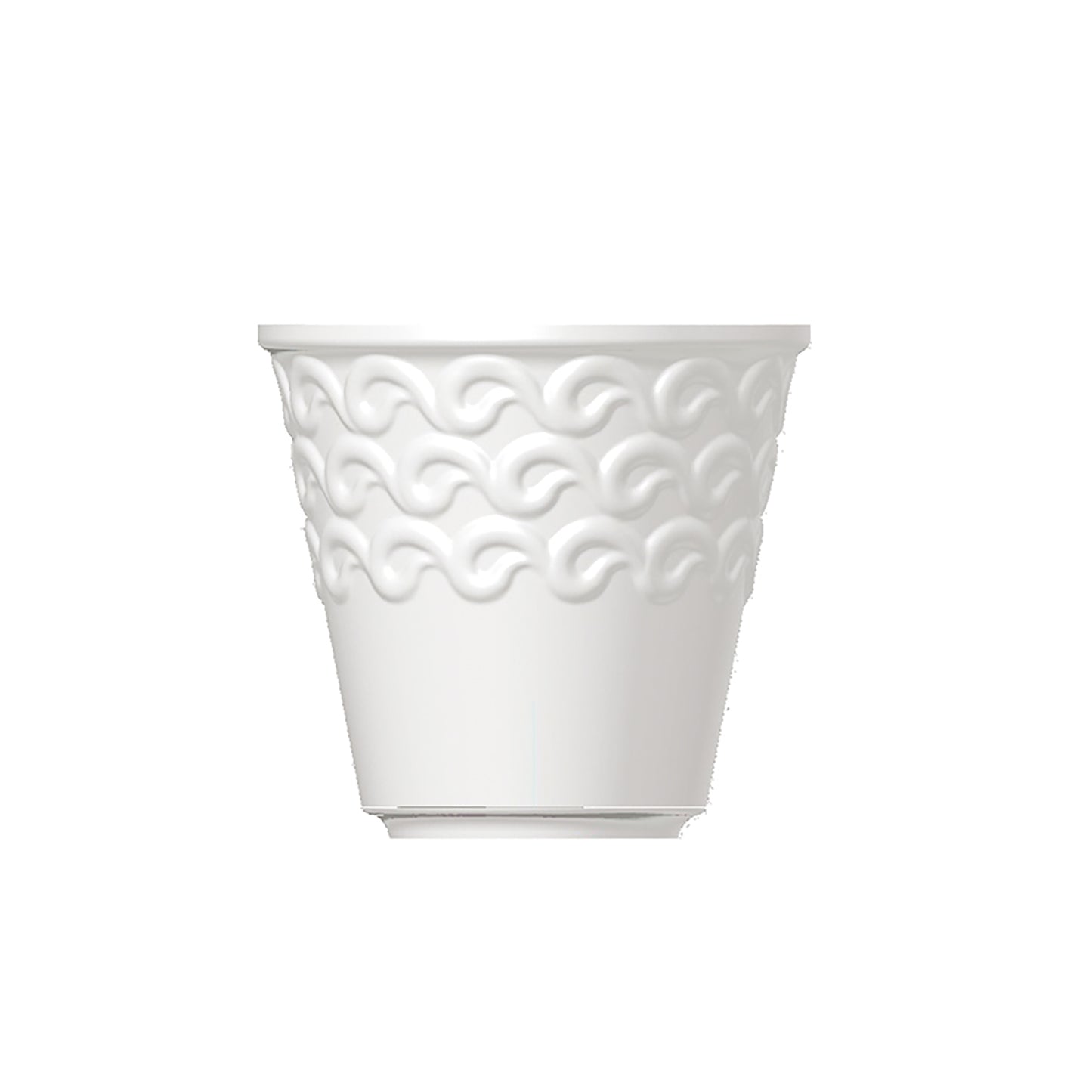 Set di 6 bicchierini da caffè in porcellana bianca. Dimensioni: 75 cc, h5,5 cm, Ø 6 Lavabile in lavastoviglie Utilizzabile in microonde Utilizzabile in forno tradizionale. In negozio e online su tuttochic.it