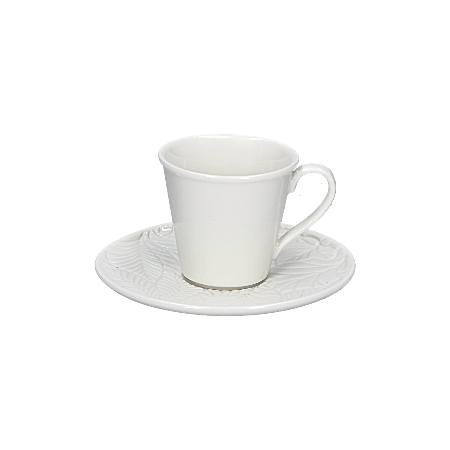Set di 6 tazzine caffè con piattino in porcellana bianca. Dimensioni con piattino: cm Ø 11; h 6,5 ; 80 cc. Lavabile in lavastoviglie Utilizzabile in microonde Utilizzabile in forno tradizionale. In negozio e online su tuttochic.it