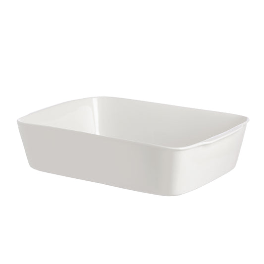 Teglia rettangolare lasagne in porcellana bianca. Dimensioni: 25x35xh7,5 cm. Utilizzabile in lavastoviglie, forno a microonde e forno tradizionale, In negozio e online su tuttochic.it