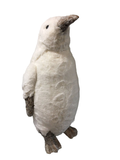 Pinguino decorativo in peluche bianco alto 59 cm con becco e zampe effetto innevato EDG Enzo De Gasperi