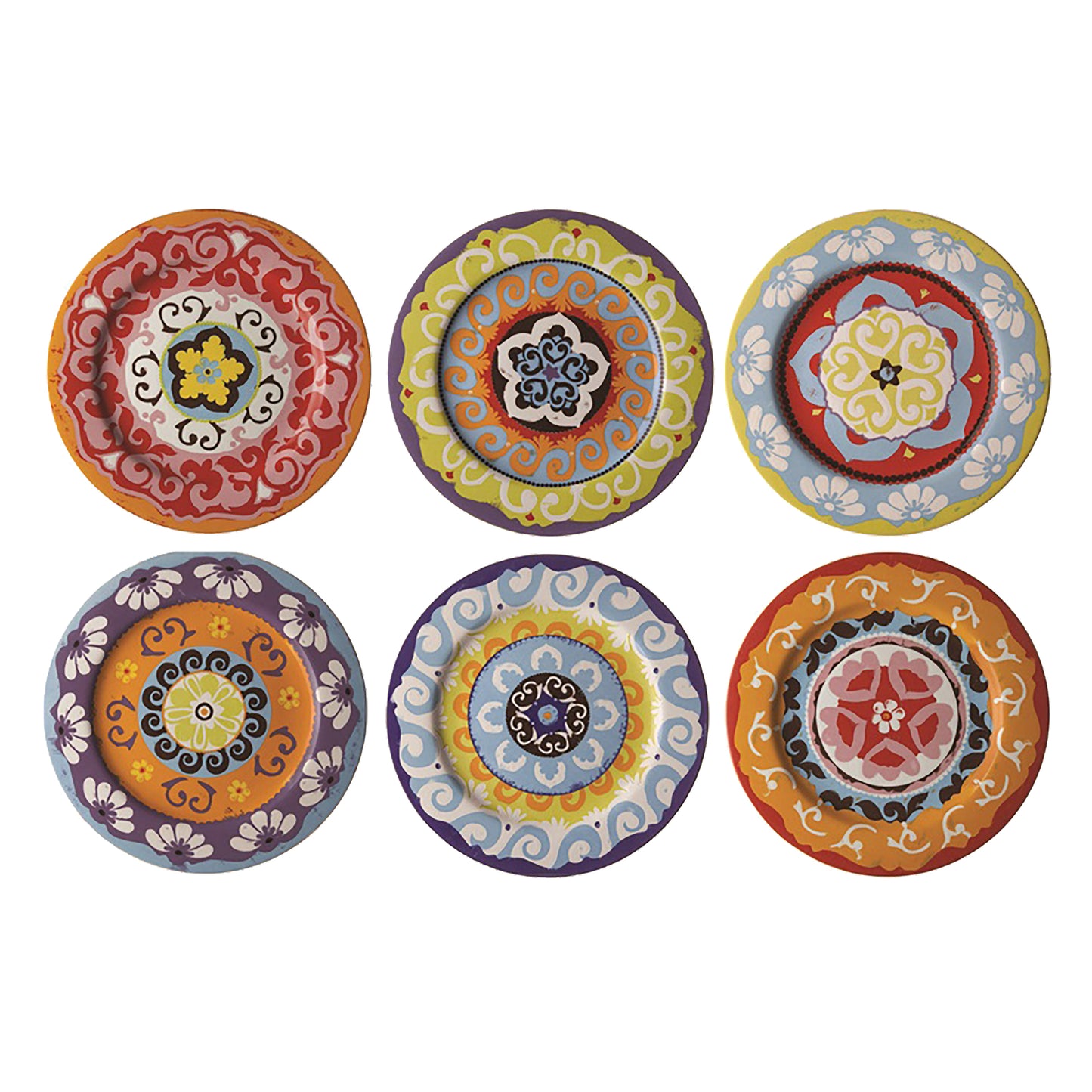 Set 6 piatti piani Nador. Decorazioni ricche e mediterranee dai forti valori destinati alla tavola, alla cucina e alla decorazione della casa sono le caratteristiche della linea "Nador" . In negozio e online su tuttochic.it