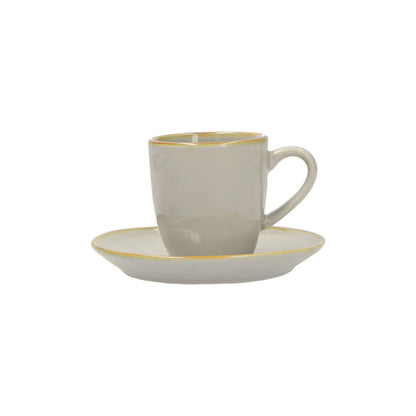 Tazzina caffè con piattino di colore grigio perla della linea Concerto.  L’apparecchiatura è bellissima tono su tono o nei diversi abbinamenti di colore. Materiale: Stoneware Capacità: 90 cc Lavabile in lavastoviglie. Utilizzabile in microonde. Non Utilizzabile in forno tradizionale. In negozio e online su tuttochic.it