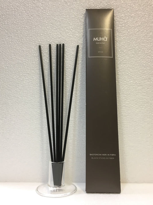 Bastoncini in fibra neri di ricambio per diffusori di profumo. Set di 10 pezzi da 4 cm di diametro e lunghi 34 cm