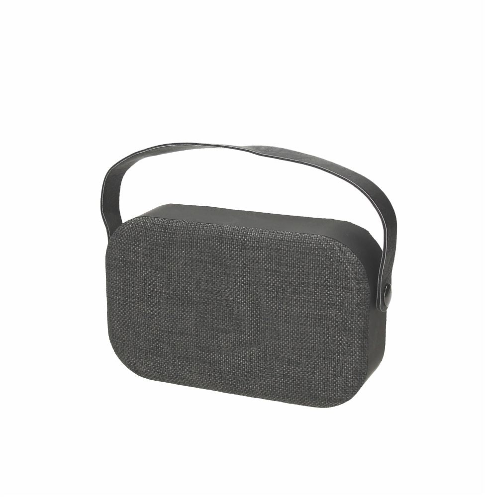 Altoparlante Bluetooth a forma di borsa rifinito con tessuto di colore blu e provvisto di manico morbido. Bluetooth Aux Carta di TF. TWS Materiale: ABS + tessuto Risposta in frequenza: 60Hz-20kHz Trasmissione: 10-15 Mt Tempo di ricarica: 2 ore Dimensioni: cm 20 x 14  Peso gr 582. In negozio e online su tuttochic.it