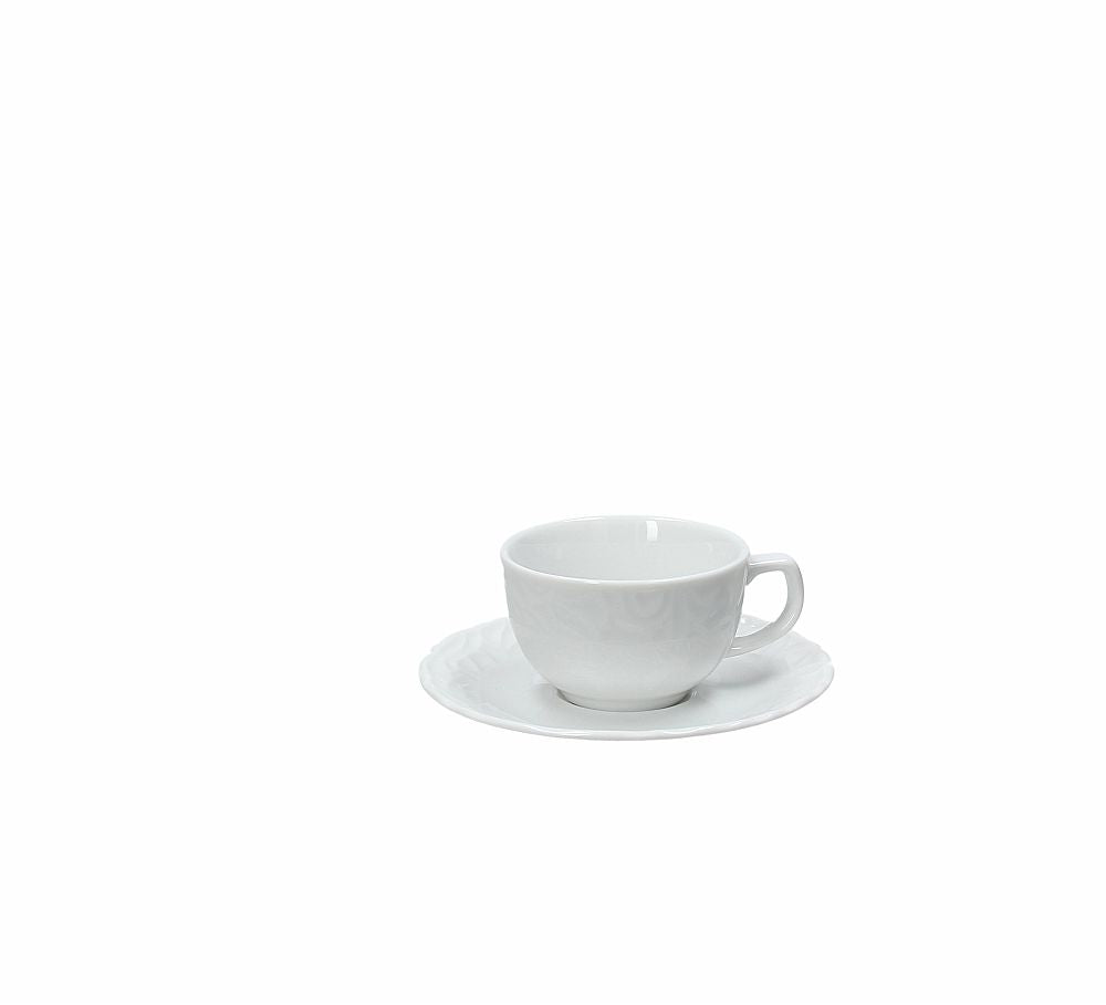 Set di 6 tazzine da caffè con piattino in porcellana decorata di colore bianco. Capacità: CC 90. In negozio e online su tuttochic.it