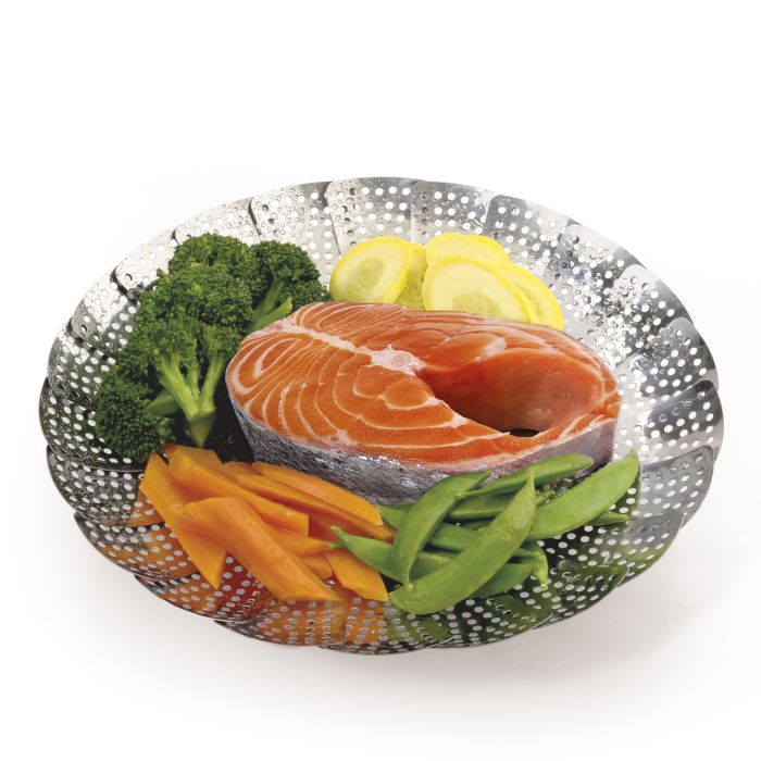 Navaris Cestello Cottura A Vapore In Acciaio Inox - Ø18-28 Cm, Con Manico, Per Pentole E Ricette Sane - Foto 2