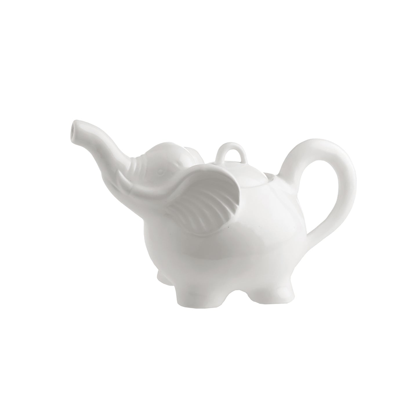 Teiera in porcellana bianca con coperchio a forma di elefante. cc 750. Dimensioni : 13x24xh14 cm. In negozio e online su tuttochic.it